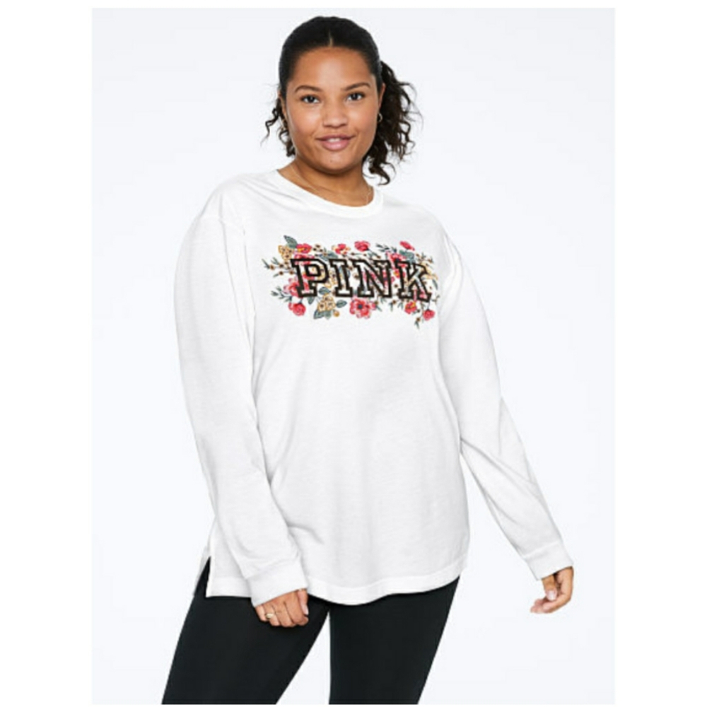 VS PINK Long Sleeve crew neck Campus Tee